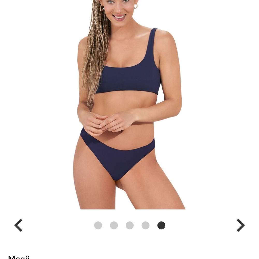 Maaji Floral Bikini Set - Navy and Pink Top + Bottom - Picture 3 of 6